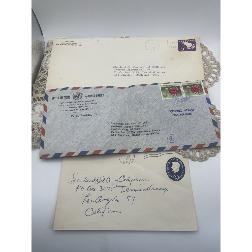 Vintage 1964 Standard Oil Company Envelopes With Postmarks And Stamps